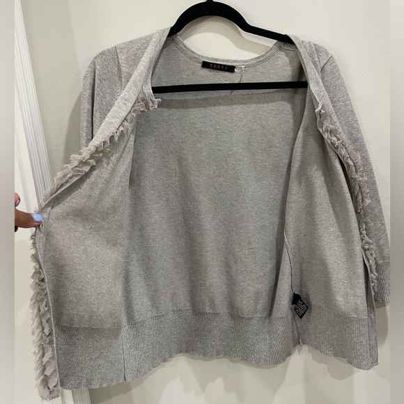 Cyrus Light Gray Ruffled Cardigan - Picture 4 of 8